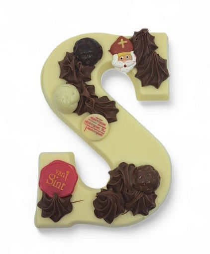 Afbeelding van Massieve chocoladeletter S wit