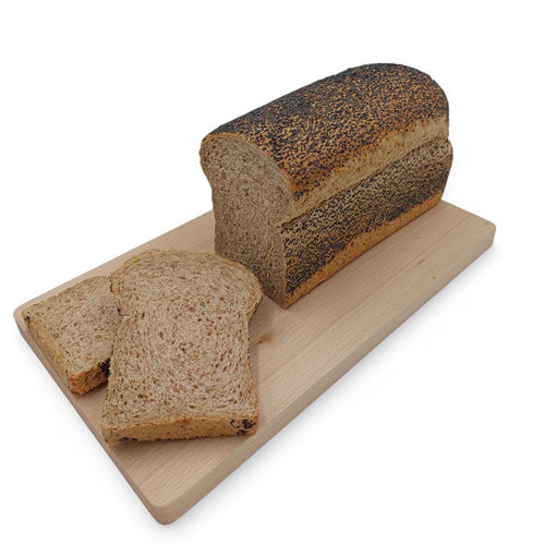 Afbeelding van Bruin tarwebrood met maanzaad deco heel