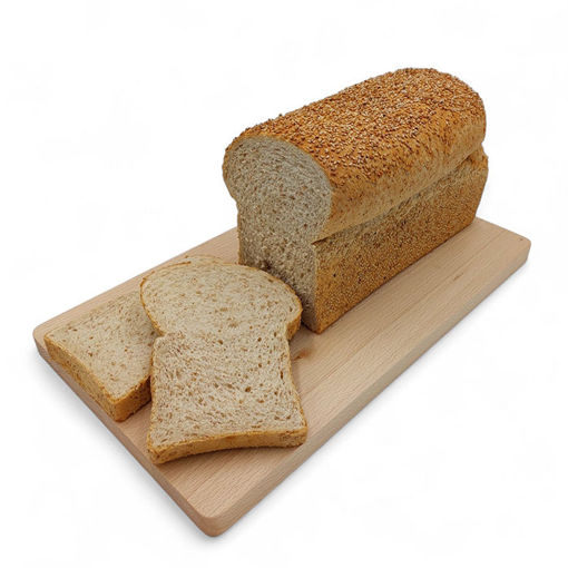 Afbeelding van Lichtbruin tarwemoutbrood met sesamzaad deco heel