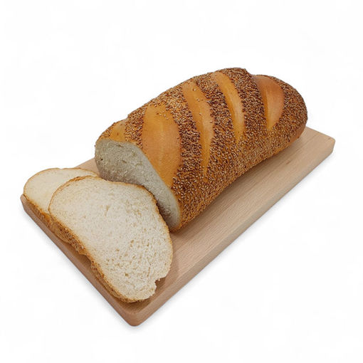 Afbeelding van Wit tarwe vloerbrood met sesamzaad deco heel